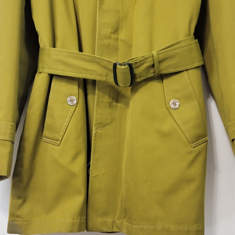 Vintage Oakbrook Sportswear Split Pea Green Long Coat With Fur Lining - Picture 2 of 16